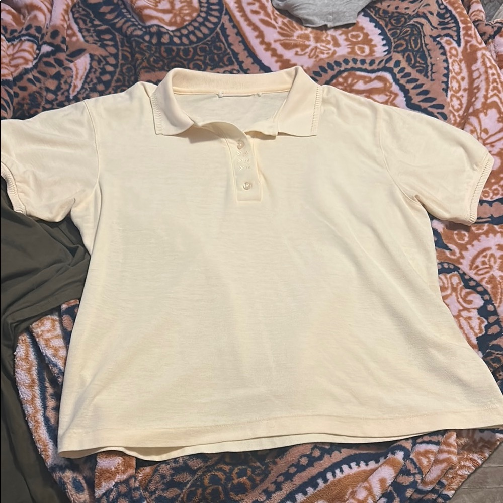 Womens Cream Polo Shirt